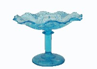 淺藍色浮雕玻璃高腳盤藏品圖，第2張