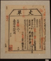 光緒十五年臺灣布政使司掣給田主林椪生丈單藏品圖，第1張