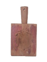 木色四面稜型花飾銅錢仙桃龜紋木製製粿模具藏品圖，第4張