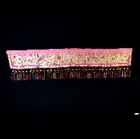 雙鳳牡丹橄欖綠絲緞床簾藏品圖，第1張