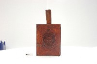 棗紅色三面銅幣紋壽字仙桃龜紋木製製粿模具藏品圖，第4張