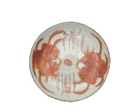 紅彩壽字紋螃蟹紋盤藏品圖，第2張