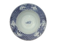 青花錦地開光花草紋折沿碗藏品圖，第1張