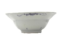 青花錦地開光花草紋折沿碗藏品圖，第2張
