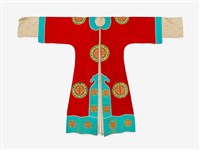 紅色印字長擺戲服藏品圖，第1張