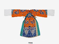 橘紅色龍紋長擺戲服藏品圖，第2張