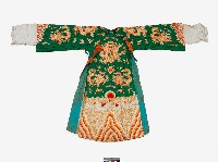 綠底龍紋長擺戲服藏品圖，第2張