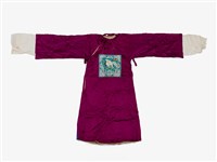 紫色白鶴繡花長擺戲服藏品圖，第1張