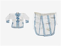 白色滾藍邊兩件式戲服藏品圖，第1張