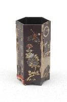 花鳥描金繪漆六角形筆筒藏品圖，第3張