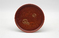 木胎圓形木紋淺平餐盤藏品圖，第1張