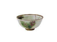 白地彩繪花草紋陶碗藏品圖，第1張