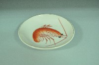 金邊白地彩繪蝦紋瓷碟藏品圖，第1張