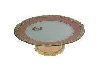 金邊花口粉色府徽章款高腳盤、藏品圖，第1張