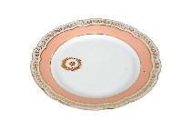 金邊花口粉彩府徽章款瓷盤藏品圖，第1張