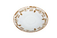 醬口棕彩印花幾何圈紋白地瓷盤藏品圖，第1張