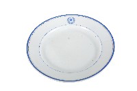 藍釉線圈府徽章款白地瓷盤藏品圖，第1張