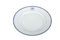 藍釉線圈府徽章款白地瓷盤藏品圖，第1張