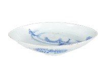 青花香魚藻紋崚型瓷盤藏品圖，第1張