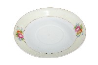 黃邊印花彩繪雙花卉紋白地瓷盤藏品圖，第1張