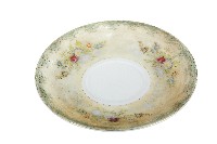 淡黃色邊印花彩繪三花卉紋瓷盤藏品圖，第1張