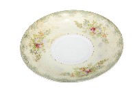 淡黃色邊印花彩繪三花卉紋瓷盤藏品圖，第1張