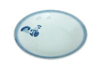 青花日本武士帽盔紋青白瓷盤藏品圖，第1張