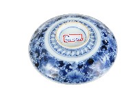 青花纏枝花卉開光山水花輪花紋碗藏品圖，第2張