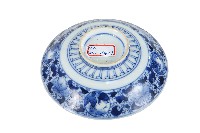 青花纏枝花卉開光山水花輪花紋碗藏品圖，第2張