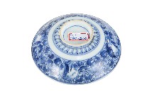 青花纏枝花卉開光山水花輪花紋碗藏品圖，第2張