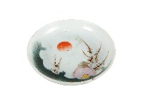 彩繪夕陽山景梅花紋盤藏品圖，第1張