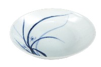 青花蘭草紋橢圓型瓷盤藏品圖，第1張
