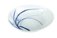 青花蘭草紋橢圓型瓷盤藏品圖，第1張