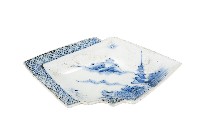 青花山水樓閣襷紋雙結型皿藏品圖，第1張