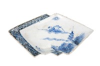 青花山水樓閣襷紋雙結型皿藏品圖，第1張