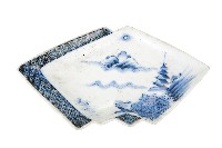 青花山水樓閣襷紋雙結型皿藏品圖，第1張