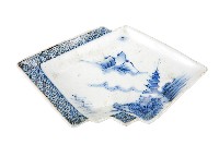 青花山水樓閣襷紋雙結型皿藏品圖，第1張