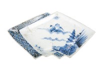 青花山水樓閣襷紋雙結型皿藏品圖，第1張