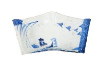 青花舟艇人物飛鳥紋五角變形皿藏品圖，第1張