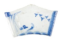 青花舟艇人物飛鳥紋五角變形皿藏品圖，第1張
