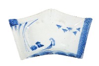 青花舟艇人物飛鳥紋五角變形皿藏品圖，第1張