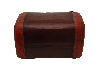深紅竹製單人皮枕藏品圖，第1張