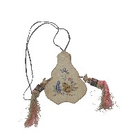 褐色葫蘆型花草刺繡煙絲袋藏品圖，第1張