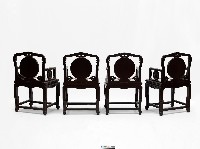 木製大理石紋太師椅組四張藏品圖，第2張