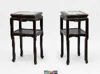 木製大理石紋太師椅茶几組兩張藏品圖，第2張