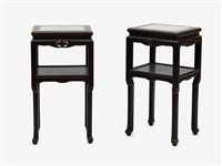 木製大理石紋太師椅茶几組兩張藏品圖，第1張