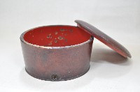 深紅褐色漆帶蓋圓形木盒藏品圖，第3張
