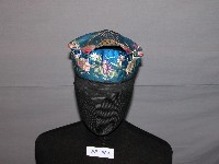 藍色花卉刺繡童帽藏品圖，第1張