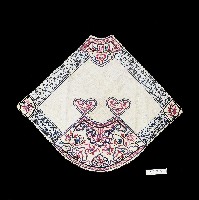 吉祥刺繡原漢融合式扇形白棉肚兜藏品圖，第1張