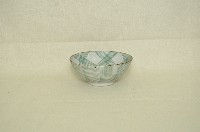 白地青綠色交叉線紋醬口碗藏品圖，第1張